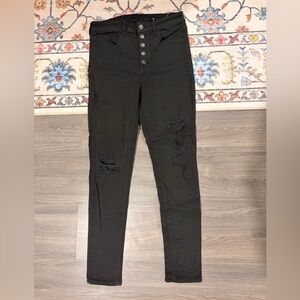 American Eagle Outfitters Black High Rise Distressed Jeans